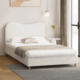 Oikiture Bed Frame Double Size White Boucle Cloud Shape
