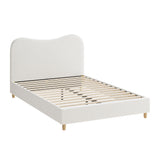 Oikiture Bed Frame Double Size White Boucle Cloud Shape