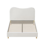 Oikiture Bed Frame Double Size White Boucle Cloud Shape