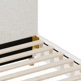 Oikiture Bed Frame Double Size White Boucle Cloud Shape - Rear View