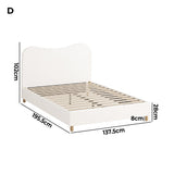 Oikiture Bed Frame Double Size White Boucle Cloud Shape