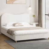 Oikiture Bed Frame King Size White Boucle Cloud Shape - 45-Degree Angle
