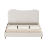 Oikiture Bed Frame King Size White Boucle Cloud Shape