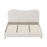 Oikiture Bed Frame King Size White Boucle Cloud Shape - Close-Up Angle