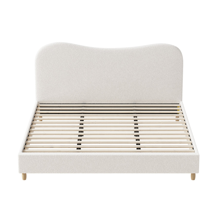Oikiture Bed Frame King Size White Boucle Cloud Shape, image 7