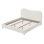 Oikiture Bed Frame King Size White Boucle Cloud Shape, image 4