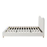 Oikiture Bed Frame King Size White Boucle Cloud Shape