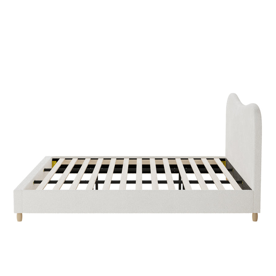 Oikiture Bed Frame King Size White Boucle Cloud Shape, image 8
