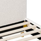 Oikiture Bed Frame King Size White Boucle Cloud Shape