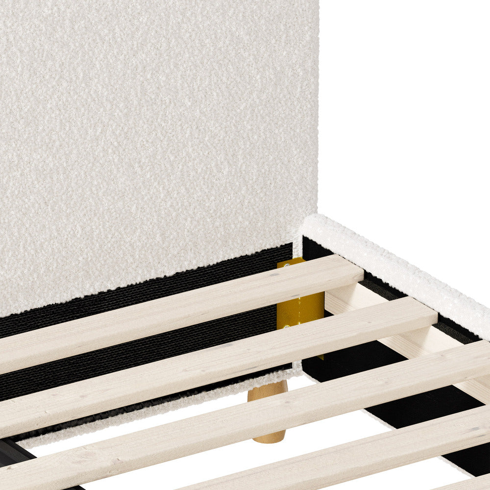 Oikiture Bed Frame King Size White Boucle Cloud Shape