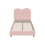 Oikiture Bed Frame King Single Size Pink Boucle Cloud Shape