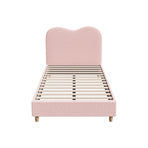 Oikiture Bed Frame King Single Size Pink Boucle Cloud Shape, image 2