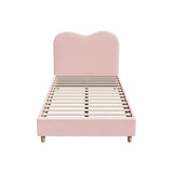 Oikiture Bed Frame King Single Size Pink Boucle Cloud Shape - Front View