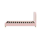 Oikiture Bed Frame King Single Size Pink Boucle Cloud Shape - Close-Up Angle