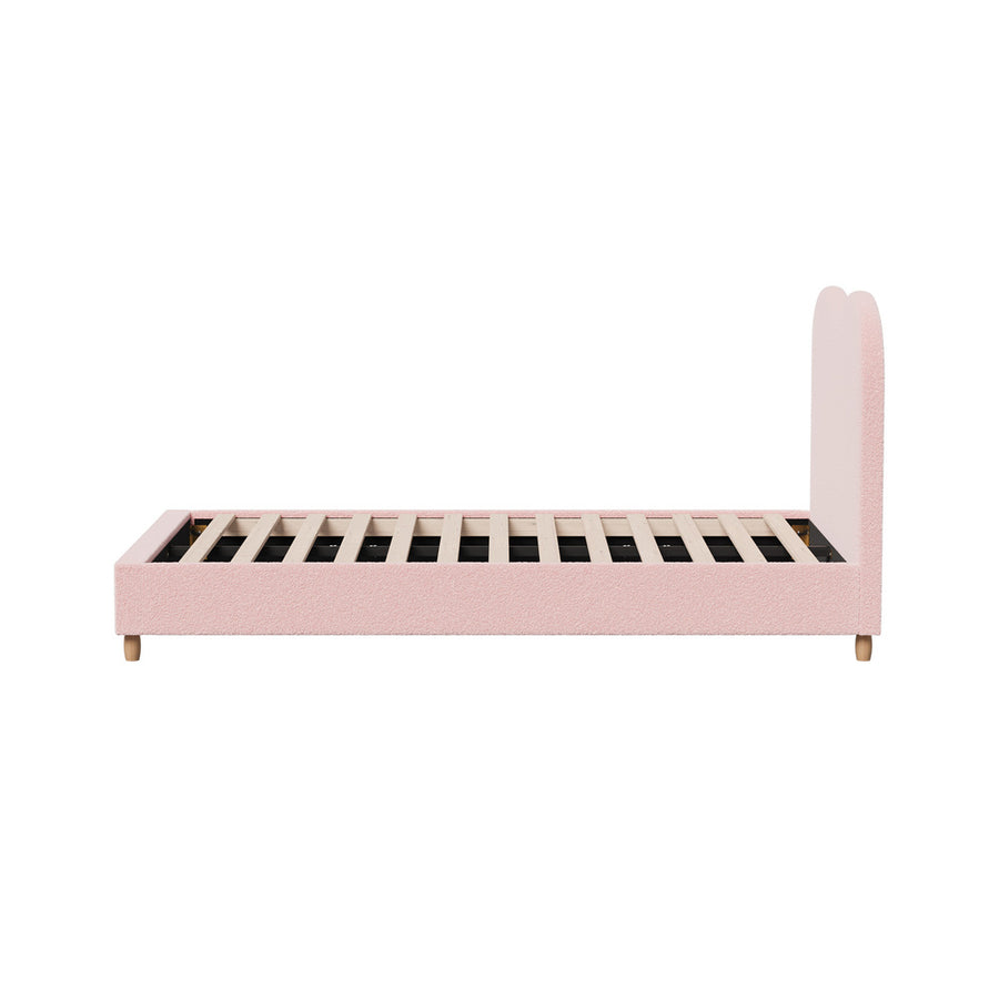 Oikiture Bed Frame King Single Size Pink Boucle Cloud Shape, image 7