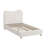 Oikiture Bed Frame King Single White Boucle Cloud Shape