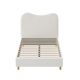 Oikiture Bed Frame King Single White Boucle Cloud Shape