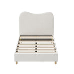 Oikiture Bed Frame King Single White Boucle Cloud Shape, image 2