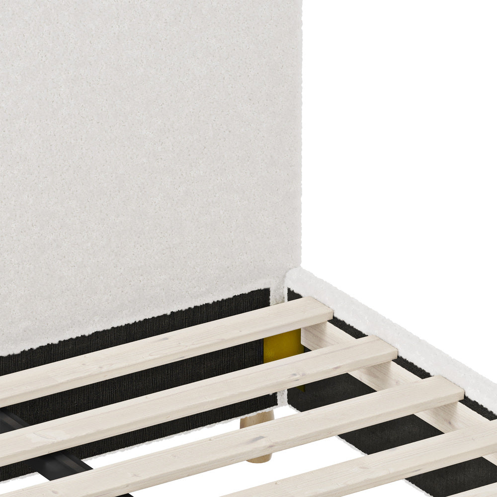 Oikiture Bed Frame King Single White Boucle Cloud Shape