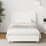 Oikiture Bed Frame King Single White Boucle Cloud Shape - 45-Degree Angle