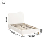Oikiture Bed Frame King Single White Boucle Cloud Shape