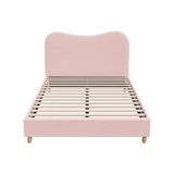 Oikiture Bed Frame Queen Size Pink Boucle Cloud Shape