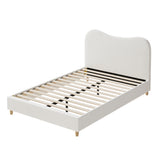 Oikiture Bed Frame Queen Size White Boucle Cloud Shape