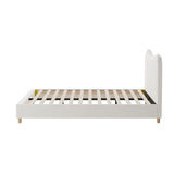 Oikiture Bed Frame Queen Size White Boucle Cloud Shape - Front View