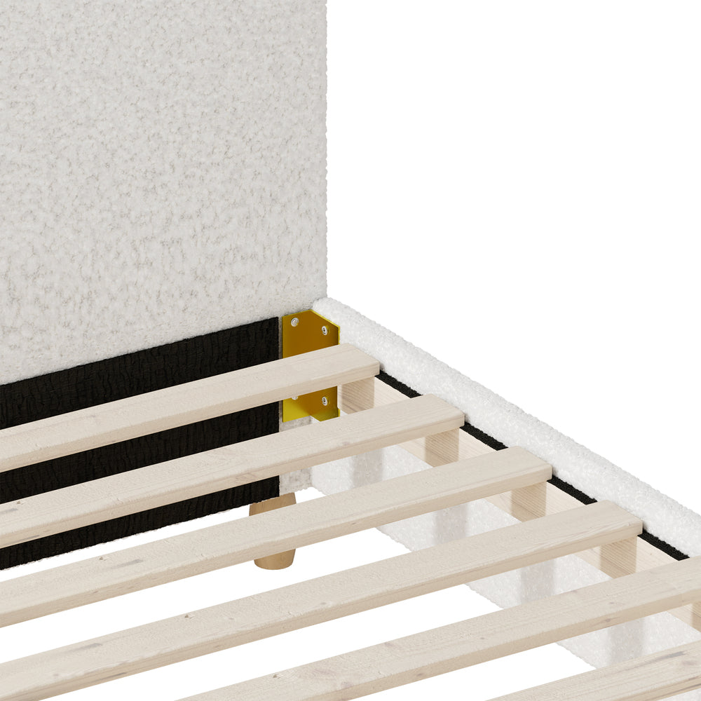 Oikiture Bed Frame Queen Size White Boucle Cloud Shape