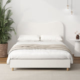 Oikiture Bed Frame Queen Size White Boucle Cloud Shape