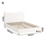Oikiture Bed Frame Queen Size White Boucle Cloud Shape - Extra Image
