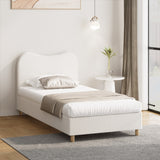 Oikiture Bed Frame Single Size White Boucle Cloud Shape - Top-Down View