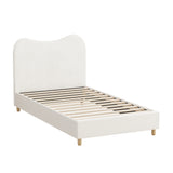 Oikiture Bed Frame Single Size White Boucle Cloud Shape