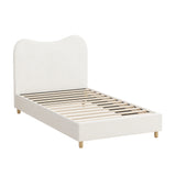 Oikiture Bed Frame Single Size White Boucle Cloud Shape