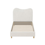 Oikiture Bed Frame Single Size White Boucle Cloud Shape, image 6