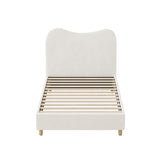 Oikiture Bed Frame Single Size White Boucle Cloud Shape - Rear View