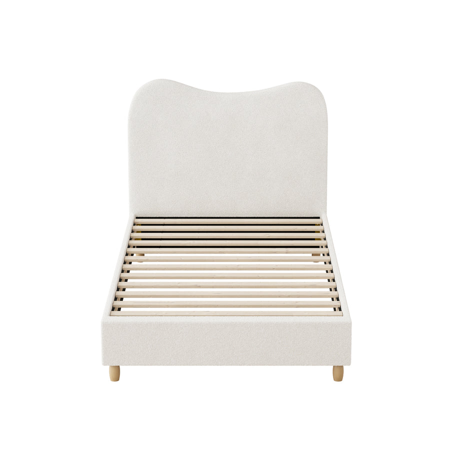 Oikiture Bed Frame Single Size White Boucle Cloud Shape, image 6