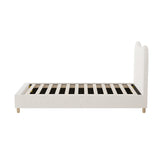 Oikiture Bed Frame Single Size White Boucle Cloud Shape - 45-Degree Angle