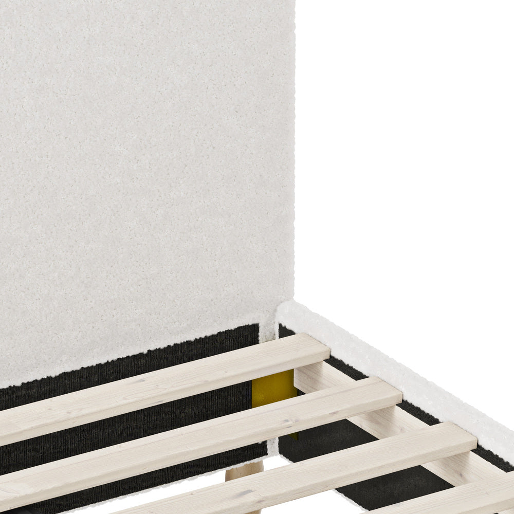 Oikiture Bed Frame Single Size White Boucle Cloud Shape