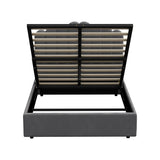 Oikiture Bed Frame Double Size Gas Lift Velvet Grey