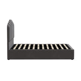 Oikiture Bed Frame Double Size Gas Lift Velvet Grey