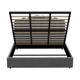 Oikiture Bed Frame King Size Gas Lift Velvet Grey - Top-Down View