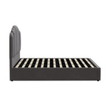 Oikiture Bed Frame King Size Gas Lift Velvet Grey