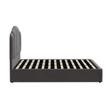 Oikiture Bed Frame King Size Gas Lift Velvet Grey - Extra Image