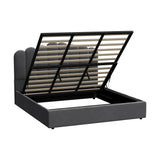 Oikiture Bed Frame King Size Gas Lift Velvet Grey