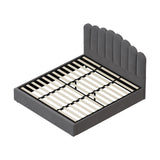 Oikiture Bed Frame King Size Gas Lift Velvet Grey - 45-Degree Angle