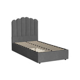 Oikiture Bed Frame King Single Gas Lift Velvet Grey