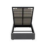 Oikiture Bed Frame King Single Gas Lift Velvet Grey - Rear View