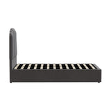 Oikiture Bed Frame King Single Gas Lift Velvet Grey