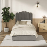 Oikiture Bed Frame King Single Gas Lift Velvet Grey - Top-Down View